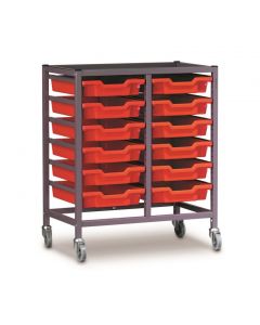 Gratnells 2025Q Double Trolley Set with 12 Shallow Trays  [1548]